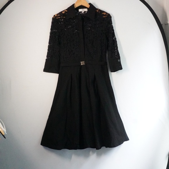 MissMay Retro Lace Midi‎ Dress Elegant Party Cocktail Career Black M Whimsigoth - Picture 1 of 10